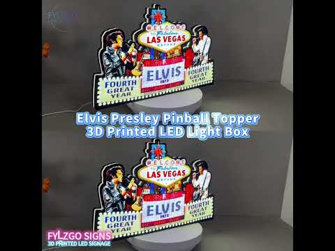 Elvis Presley Pinball Topper 3D Printed LED Light Box, Pinball Arcade Game Lightbox for Rock 'n' Roll Fans,Perfect for Game Room or Pinball Machine