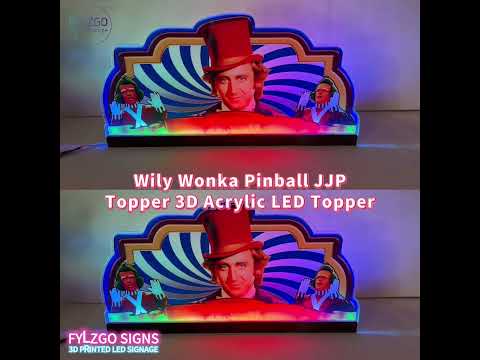 Wily Wonka Pinball JJP Topper 3D Acrylic LED Topper, For Jersey Jack Pinball Mahine, Pinball Topper