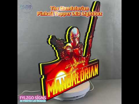 The Mandalorian Pinball Topper LED Lightbox, Pinball Arcade Decor, for The Stern Pinball Machine Fans