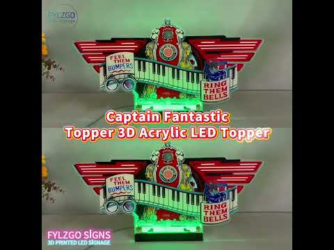 Captain Fantastic Topper 3D Acrylic LED Topper, For Bally Pinball Mahine, Pinball Topper