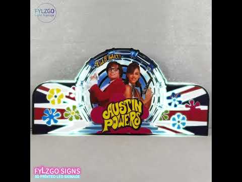 Austin Powers Pinball Topper for  Pinball Machine, 3D Printed Lightbox USB Powered & Full Dimmable