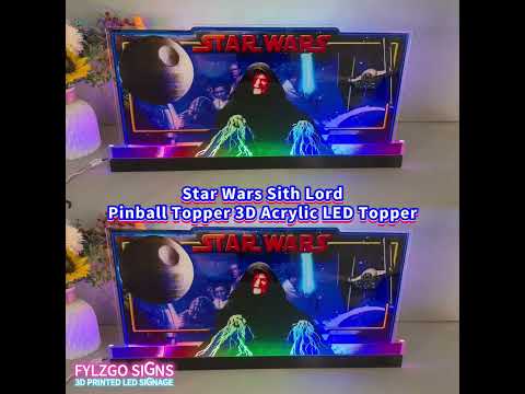 Décoration de flipper Star Wars Seigneur Sith 3D en acrylique LED pour flipper Stern