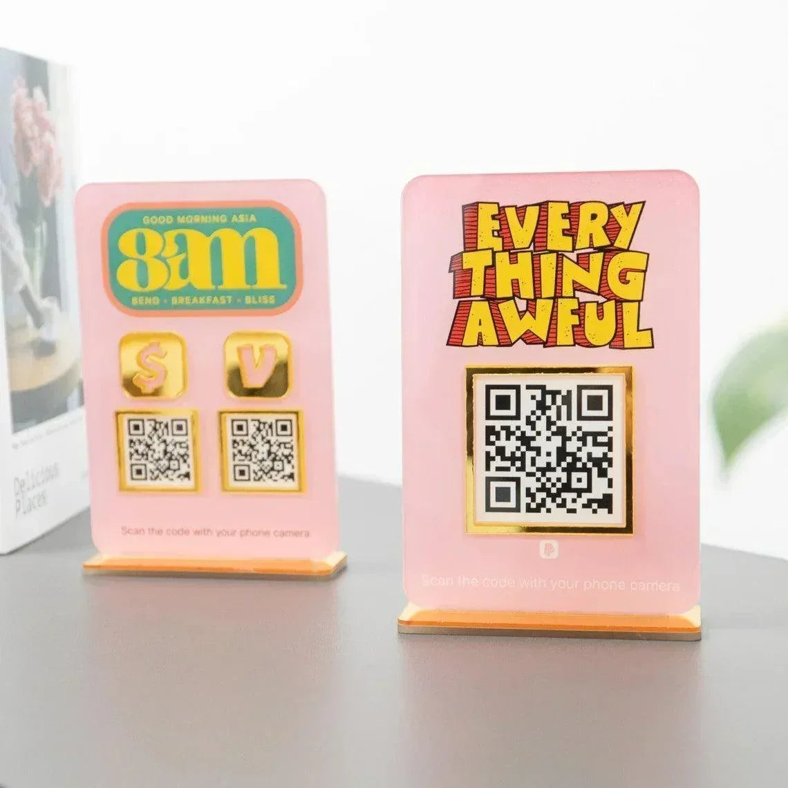 Mini qr code sign, QR Code Sign Social Media, QR Code Display Sign ...