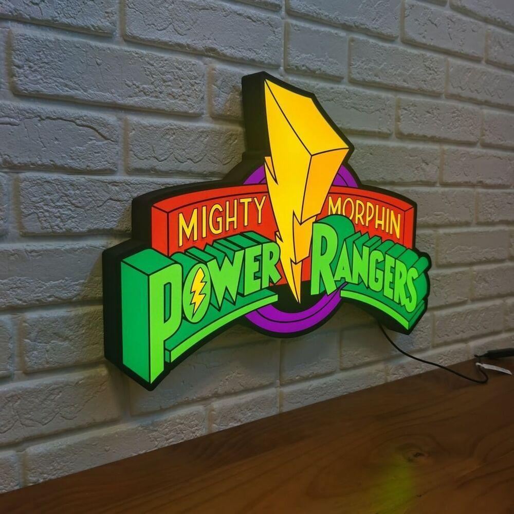 Mighty Morphin Power Rangers 3D Printed LED Lightbox Sign Wall Art ...