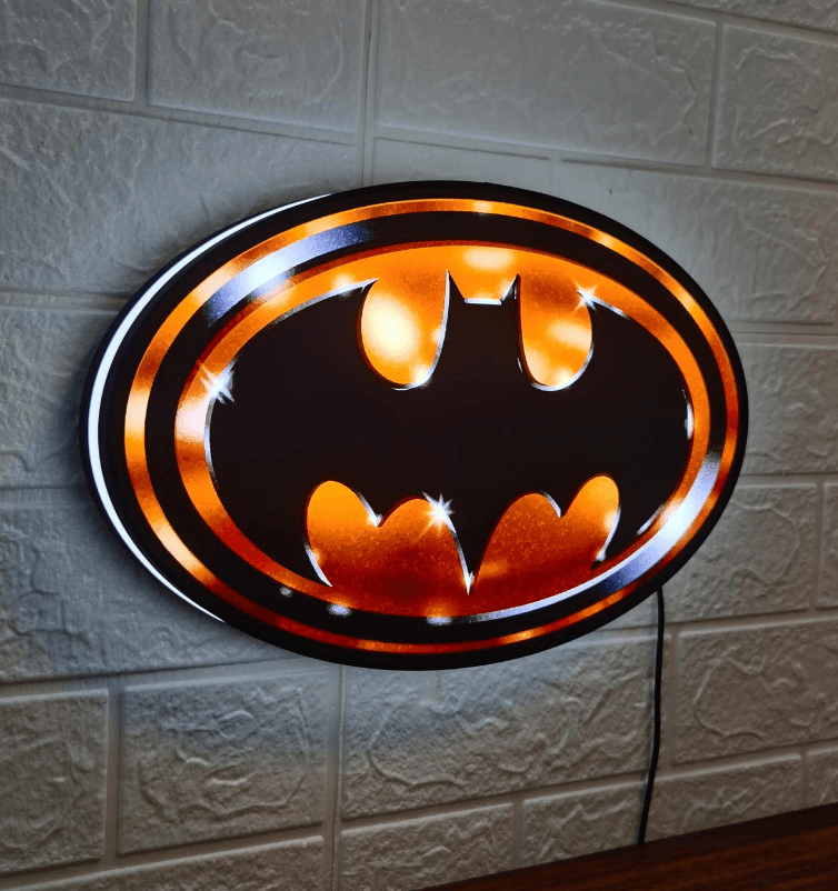 Batman Wire Sign Batman 1989 Logo classic 3D Printed Fully Dimmable - Great For Night ...