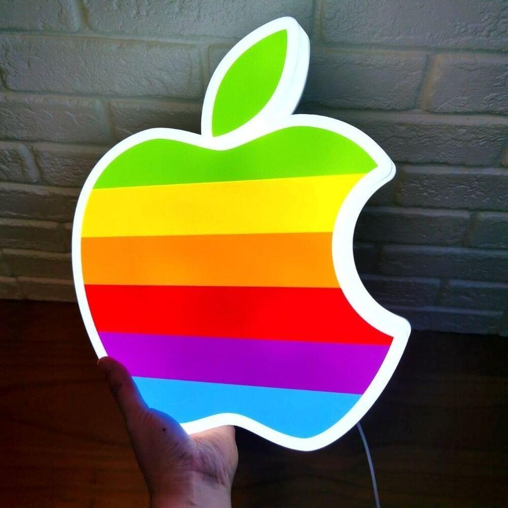 Vintage Apple Logo 3D Printed LED Lightbox Powered by USB and with dim ...