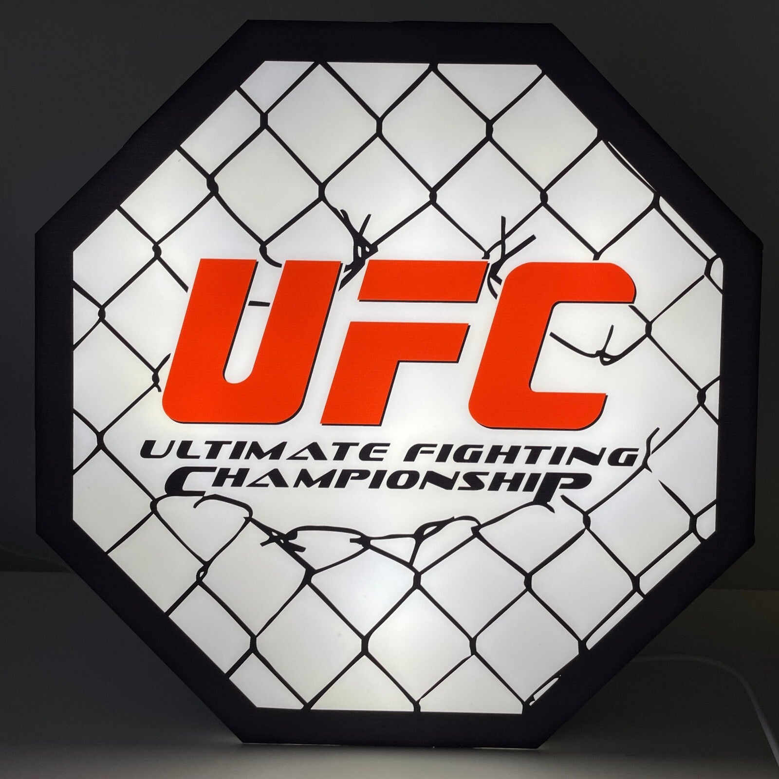 UFC LED Sign Boxing Wrestling Wall Light Decor with USB Pow.Dimmable 18x18 in