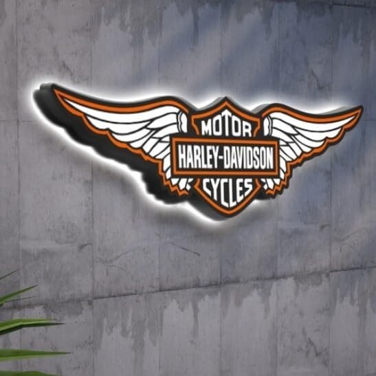 Harley Davidson Logo Led Sign Wall Light Decor with USB Pow. Dimmable Lightbox