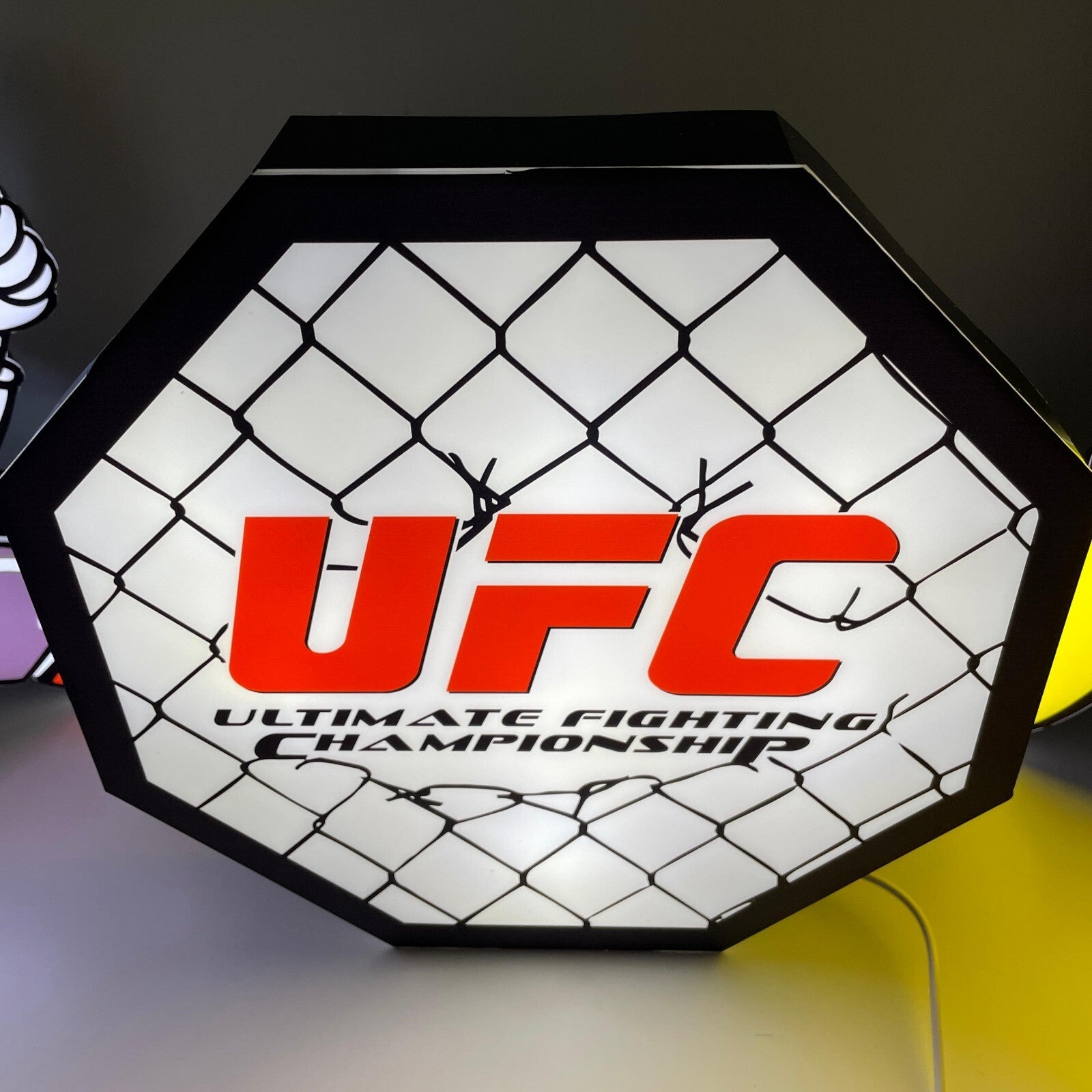 UFC LED Sign Boxing Wrestling Wall Light Decor with USB Pow.Dimmable 18x18 in