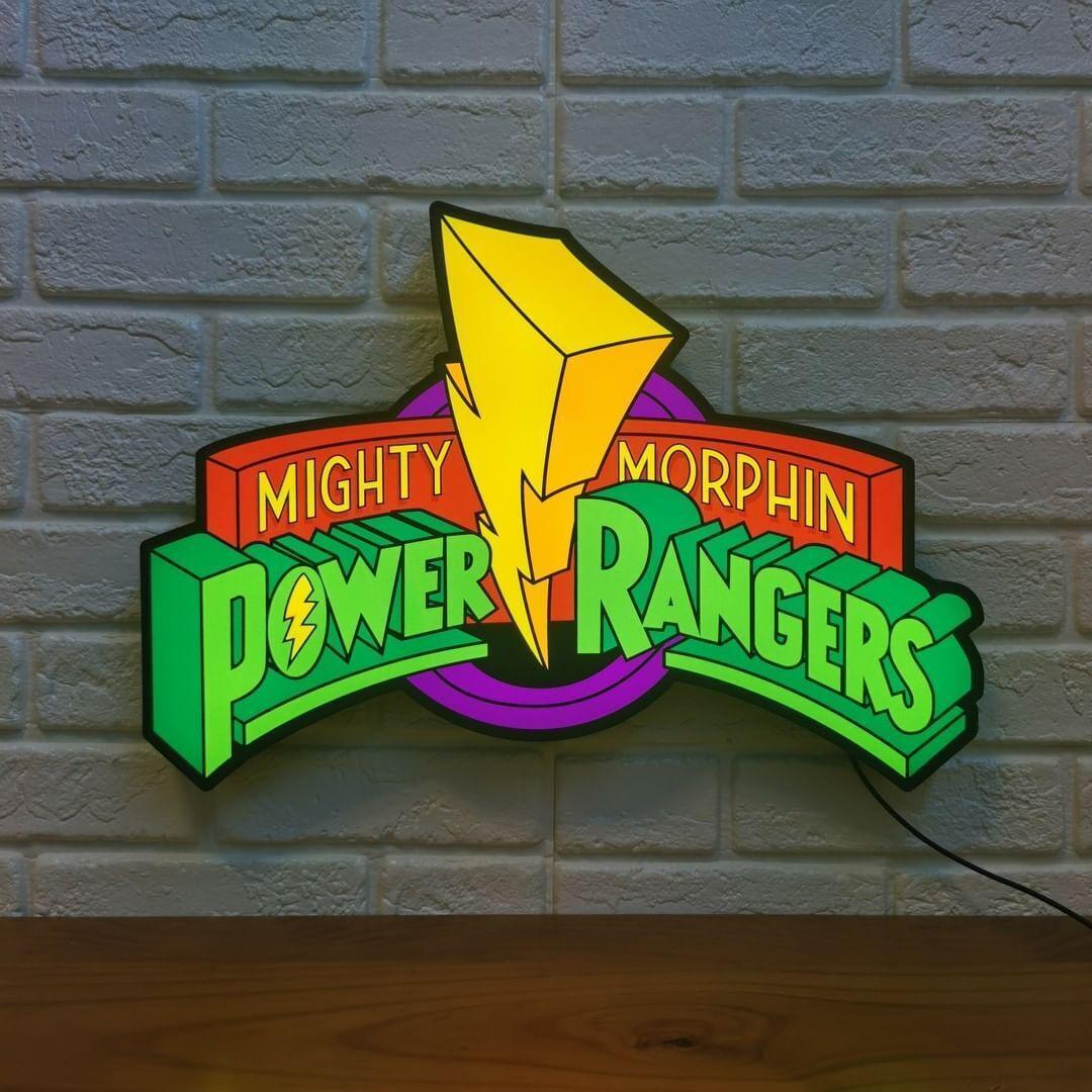 Power Ranger Word Light Mighty Morphin Power Rangers 3D Printed LED Lightbox Sign Wall Art ...