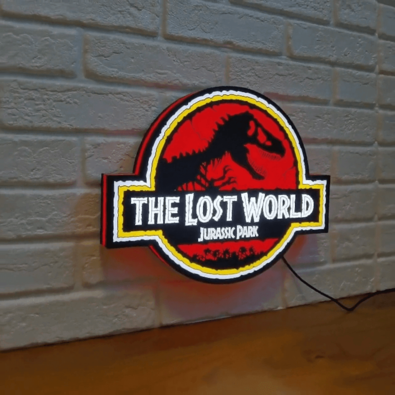 Jurassic Park The Lost World Sign LED Light Box 3D Printed Fully