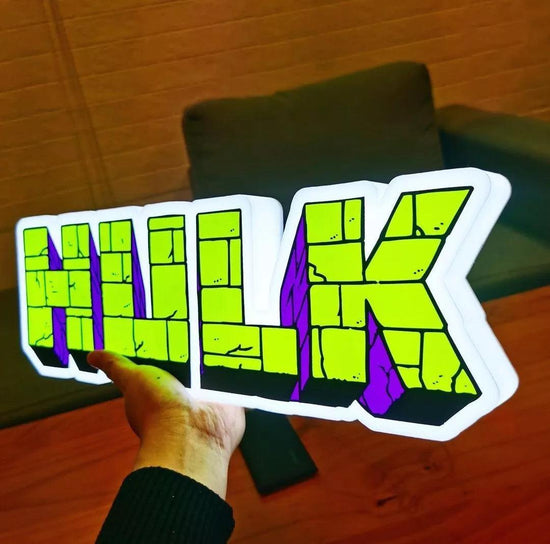 Incredible Hulk Vintage Logo LED Sign Dimmable & Powered by USB 3D Lig ...