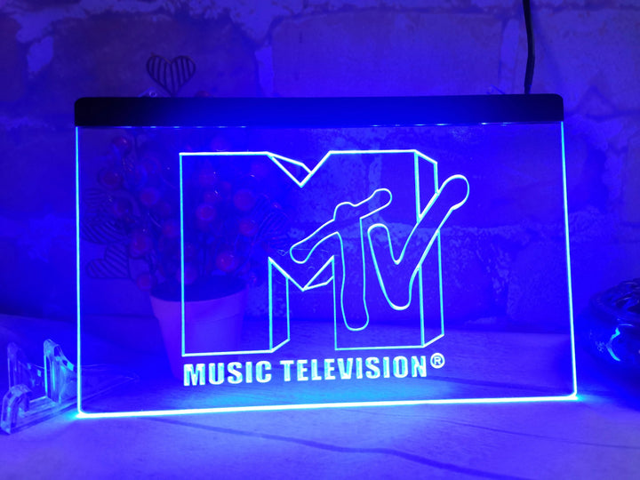 Letrero de luz de neón LED con logotipo de MTV para tienda de música club...