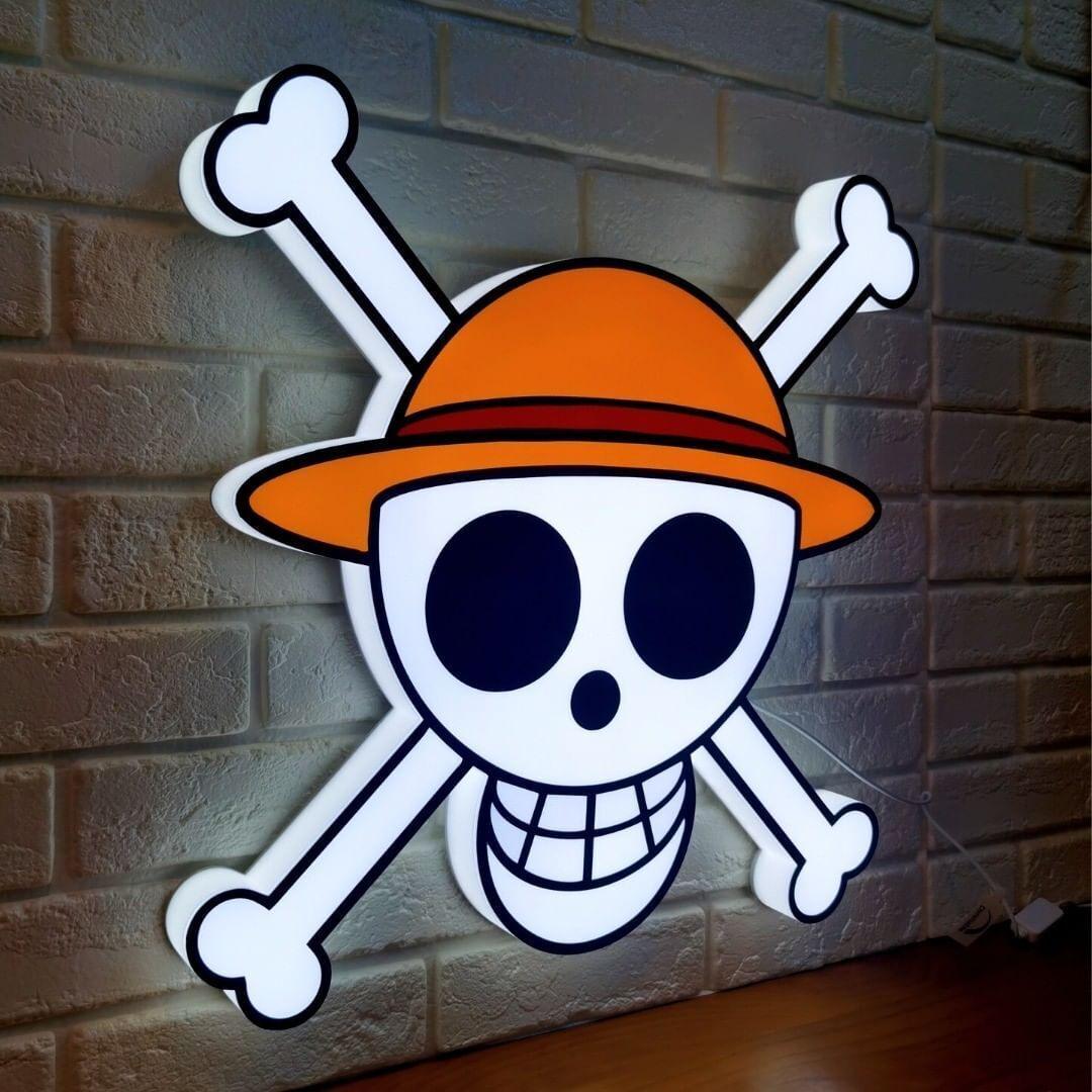 One Piece Luffy Logo LED Lamp, Dimmable & USB Powered – FYLZGO
