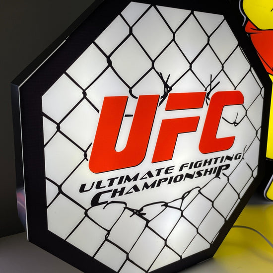 UFC LED Sign Boxing Wrestling Wall Light Decor with USB Pow.Dimmable 18x18 in