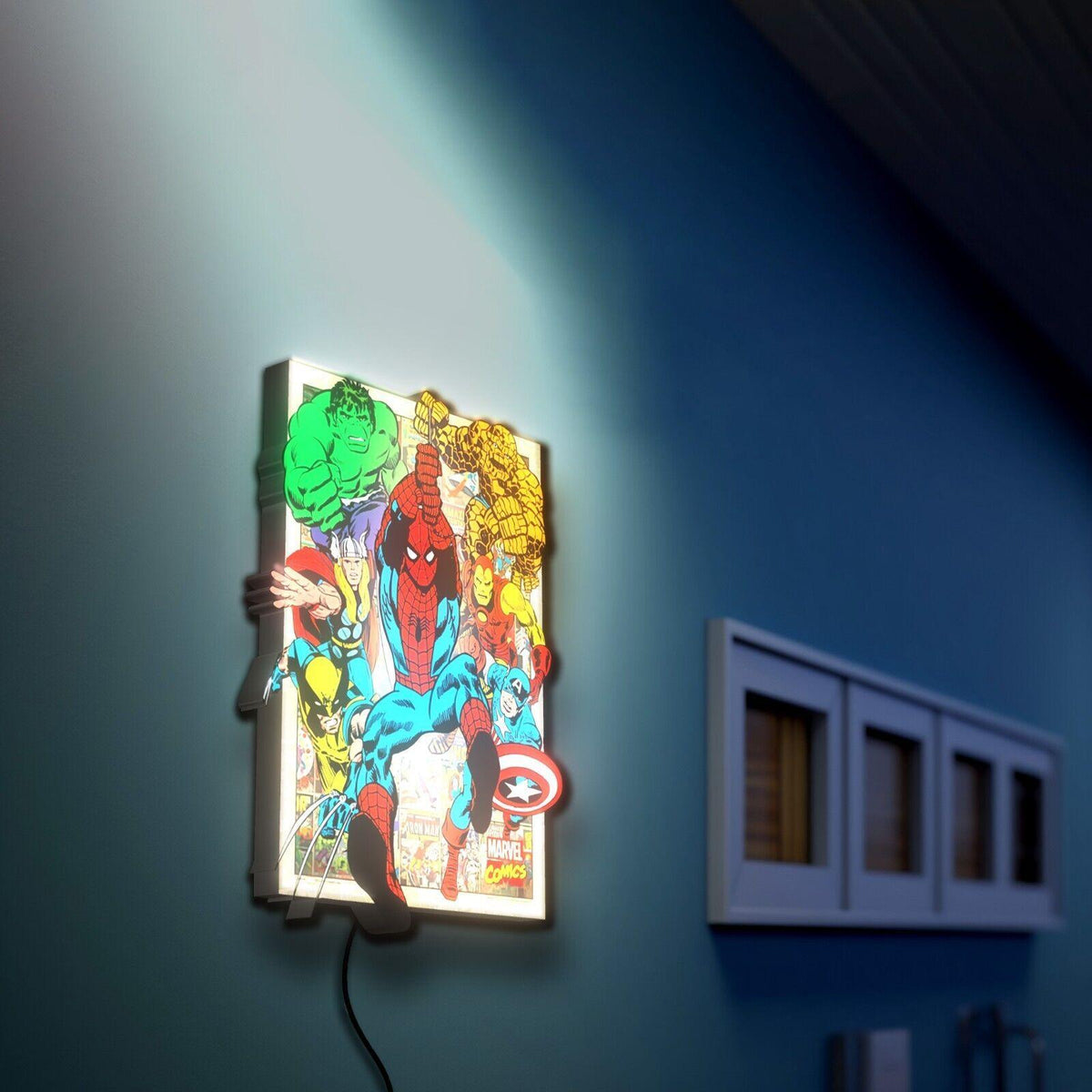 Marvel Led Box Vintage Marvel Comics Avengers LED Light Box Light up your space with ...