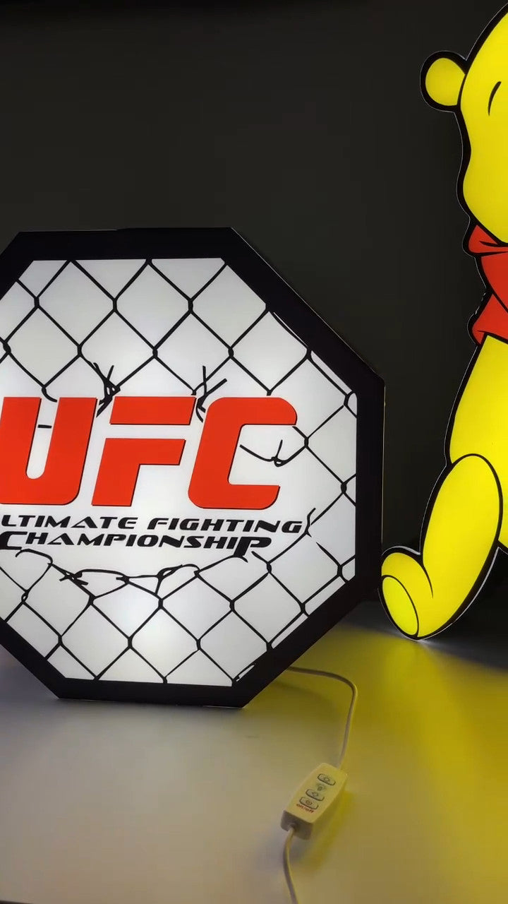 UFC LED Sign Boxing Wrestling Wall Light Decor with USB Pow.Dimmable 18x18 in