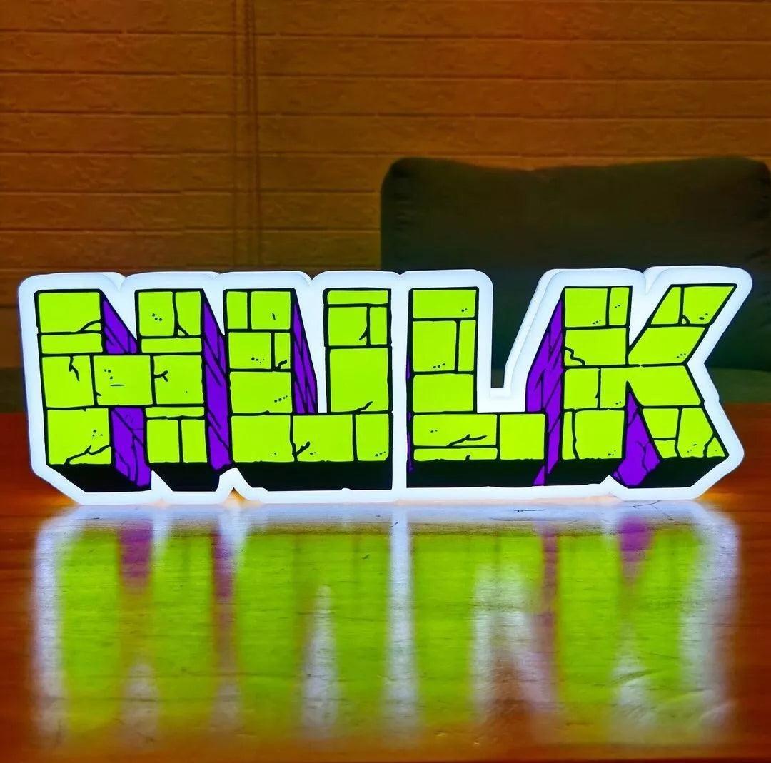 Incredible Hulk Vintage Logo LED Sign Dimmable & Powered by USB 3D Lig ...
