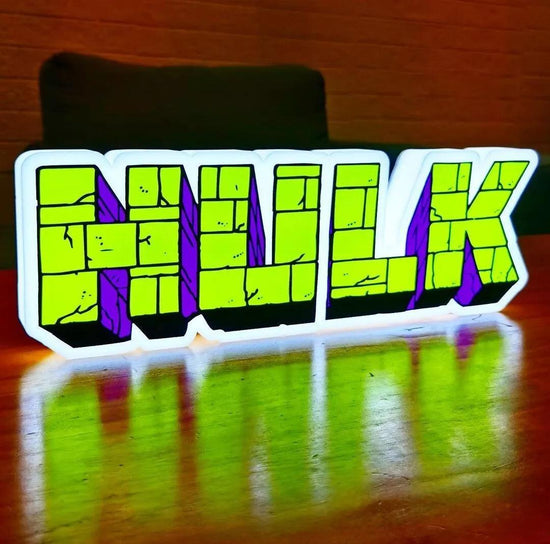 Incredible Hulk Vintage Logo LED Sign Dimmable & Powered by USB 3D Lig ...