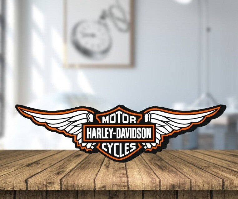 Harley Davidson Logo Led Sign Wall Light Decor with USB Pow