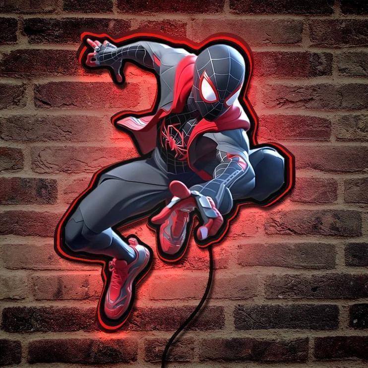 Miles Morales Spider-Man : À travers la boîte lumineuse LED imprimée en 3D Spider-Verse